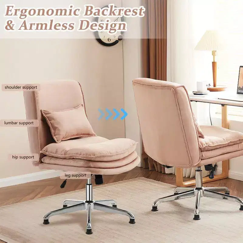 Chaise de bureau sans accoudoirs, rembourrée, pivotante, hauteur réglable 16.7-21.3", 350 lb