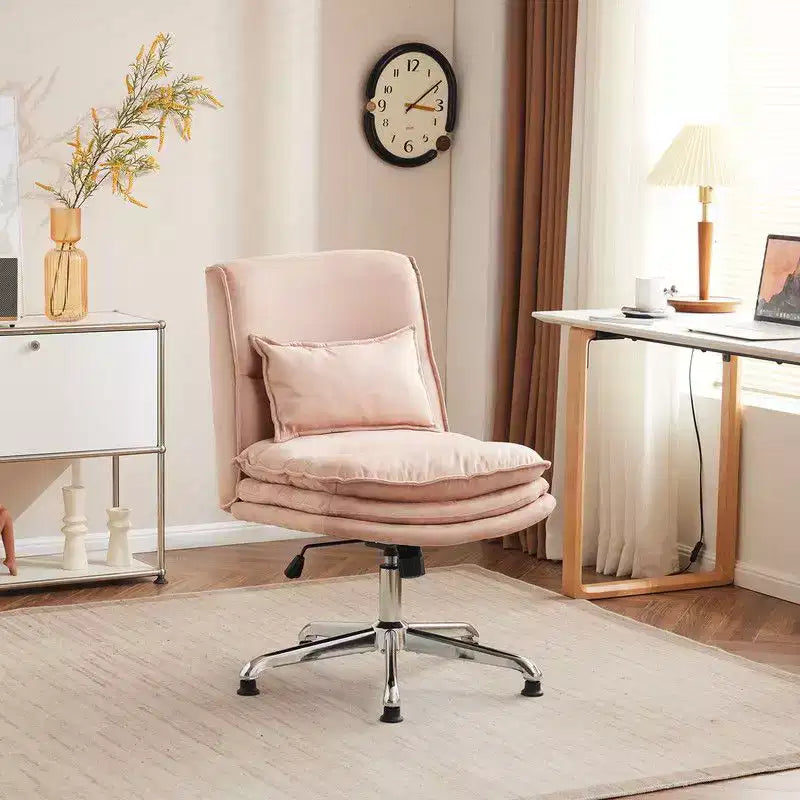 Upholstered Armless Task Office Chair, Swivel, Adjustable Height 16.7-21.3", 350 lb