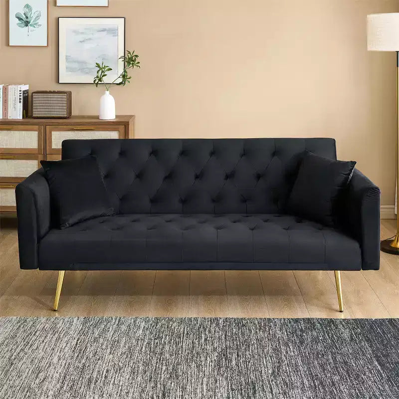 Canapé convertible 2 places en velours de 180 cm, 3 positions d'inclinaison, 272 kg, pieds en métal
