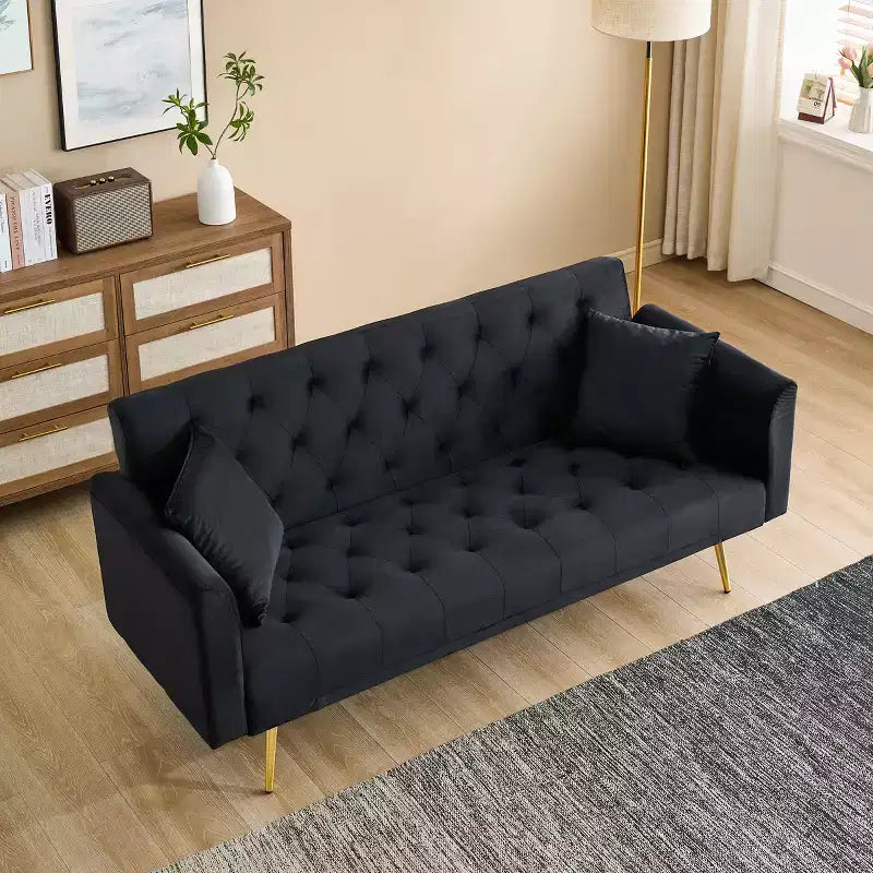 Canapé convertible 2 places en velours de 180 cm, 3 positions d'inclinaison, 272 kg, pieds en métal