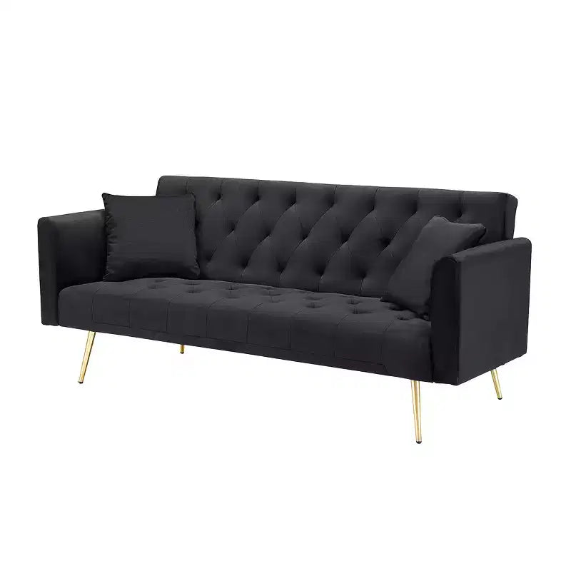Canapé convertible 2 places en velours de 180 cm, 3 positions d'inclinaison, 272 kg, pieds en métal