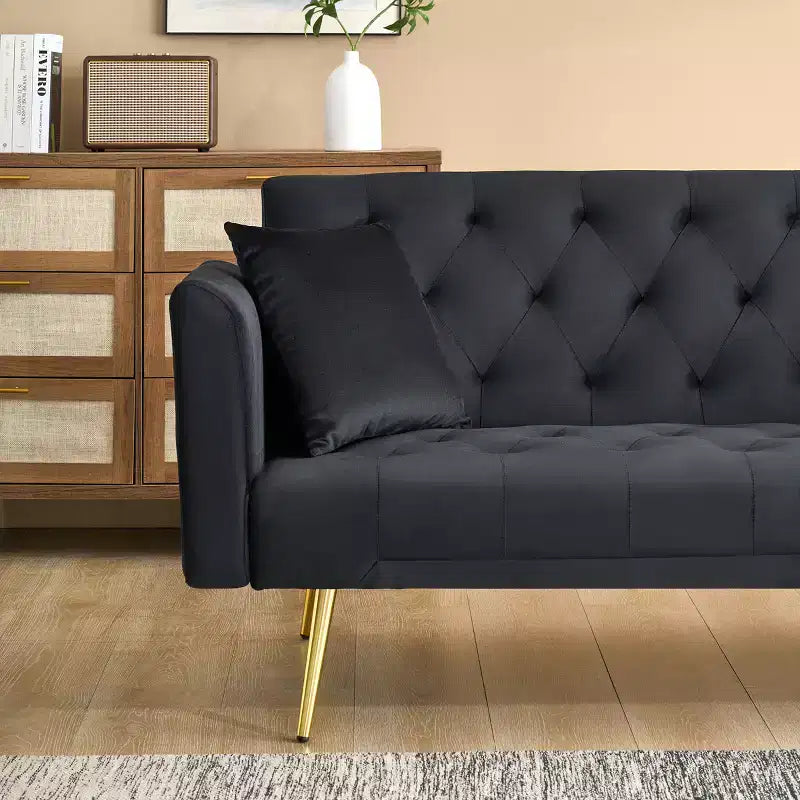 Canapé convertible 2 places en velours de 180 cm, 3 positions d'inclinaison, 272 kg, pieds en métal