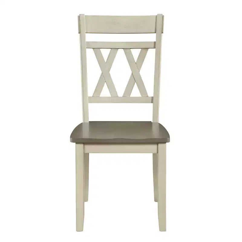Lot de 2 chaises de salle à manger Farmhouse à dossier en X, bois massif, bicolore, 113 kg