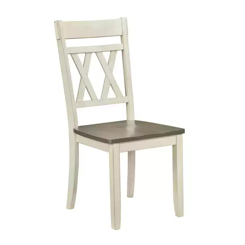 Lot de 2 chaises de salle à manger Farmhouse à dossier en X, bois massif, bicolore, 113 kg