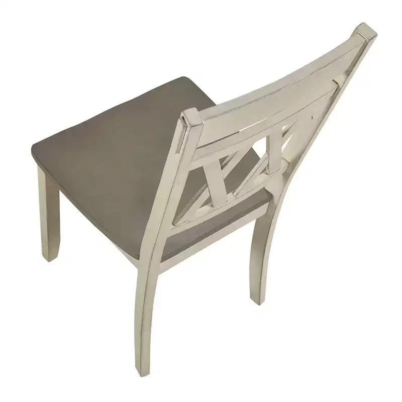 Lot de 2 chaises de salle à manger Farmhouse à dossier en X, bois massif, bicolore, 113 kg