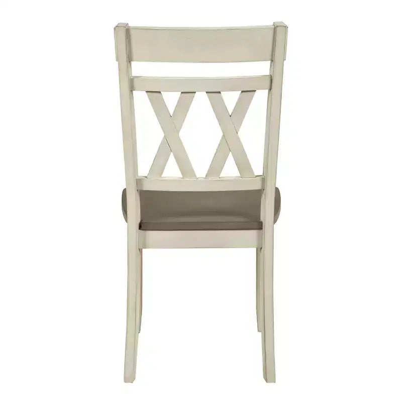Lot de 2 chaises de salle à manger Farmhouse à dossier en X, bois massif, bicolore, 113 kg