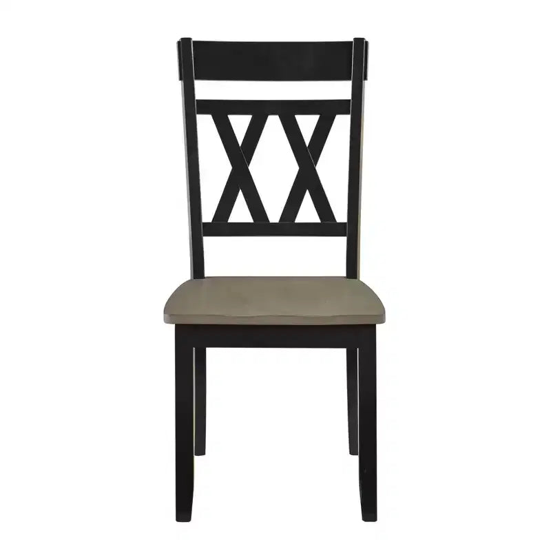Lot de 2 chaises de salle à manger Farmhouse à dossier en X, bois massif, bicolore, 113 kg