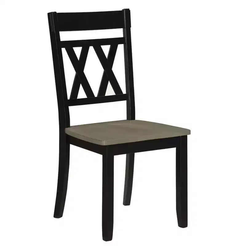 Farmhouse X-Back Dining Side Chairs Set of 2, Solid Wood, Two-Tone, 250 lb