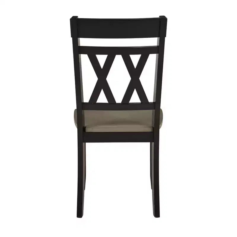 Lot de 2 chaises de salle à manger Farmhouse à dossier en X, bois massif, bicolore, 113 kg