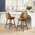 Tabouret de comptoir pivotant 26 pouces, similicuir, pieds en bois de noyer, lot de 4
