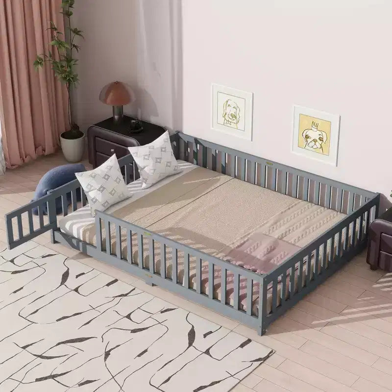 Full Bed Frame, Upholstered Linen Headboard, Lumbar Support, Noise-Free, No Box Spring