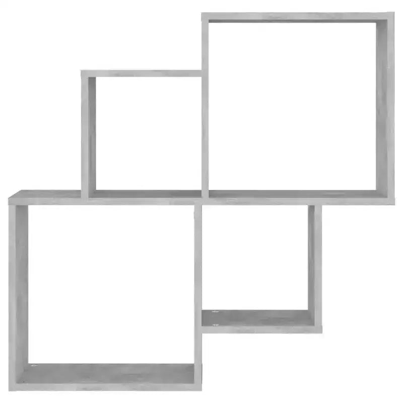 Wall Cube Shelf, Concrete Grey Engineered Wood, 4 Compartments, 88 lb, 31.5x30.9"