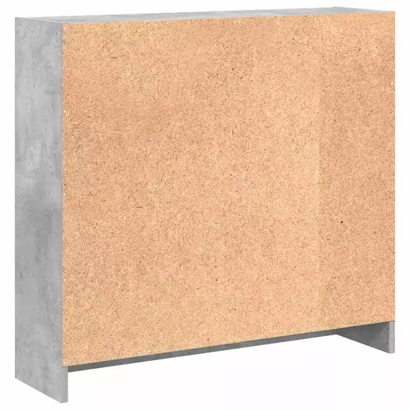 Étagère compacte, Bois composite gris béton, 2 tablettes, 31,5L x 29,9H x 9,4P