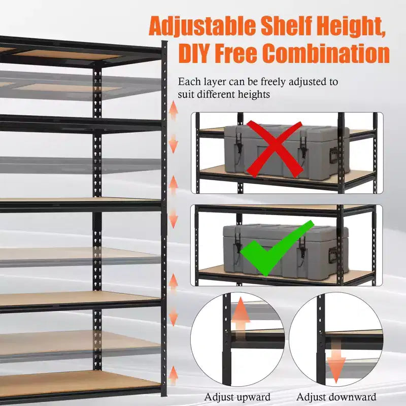 5-Tier Heavy Duty Metal Garage Shelving Unit, Adjustable, 2500 lb, Warehouse Storage