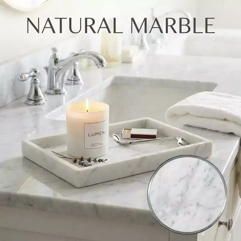 Organisateur de plateau à bijoux en marbre naturel, véritable pierre, décoration de salle de bain, cadeau