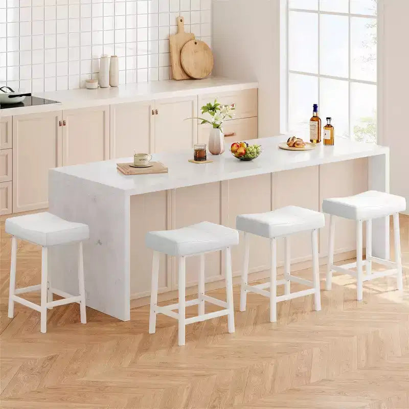 Lot de 4 tabourets de bar hauteur comptoir, 61 cm, similicuir PU selle, cadre métallique, 109 kg