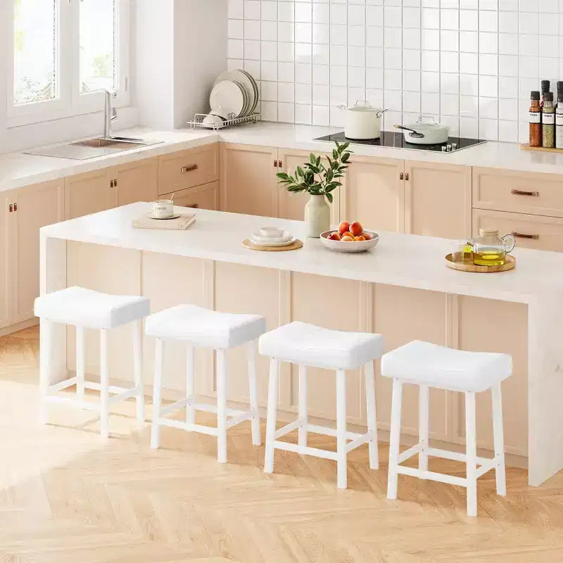 Lot de 4 tabourets de bar hauteur comptoir, 61 cm, similicuir PU selle, cadre métallique, 109 kg