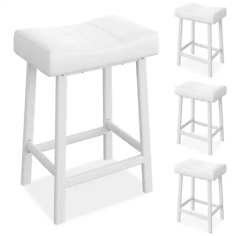Lot de 4 tabourets de bar hauteur comptoir, 61 cm, similicuir PU selle, cadre métallique, 109 kg