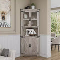 6-Tier Corner Storage Cabinet with Doors  Space-Saving Floor Shelf for Bathroom, Kitchen, Living Room, Multi-Purpose Organizer for Small Spaces