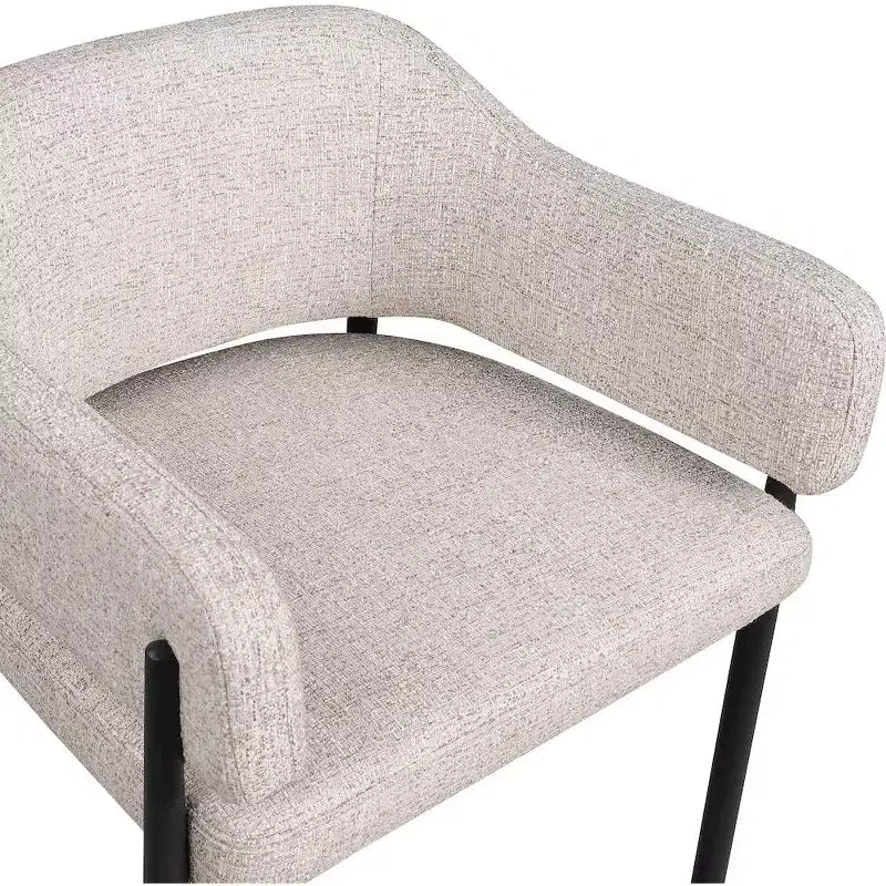 Lot de 2 chaises de salle à manger en tissu beige, structure en fer noir mat, 136 kg