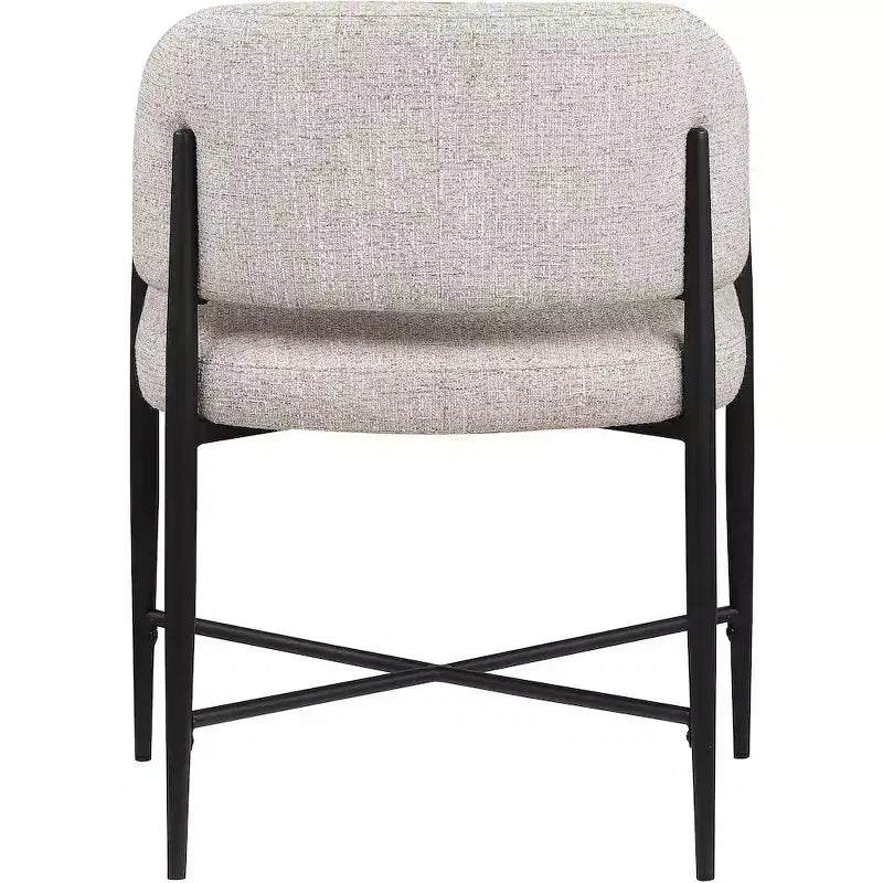 Lot de 2 chaises de salle à manger en tissu beige, structure en fer noir mat, 136 kg