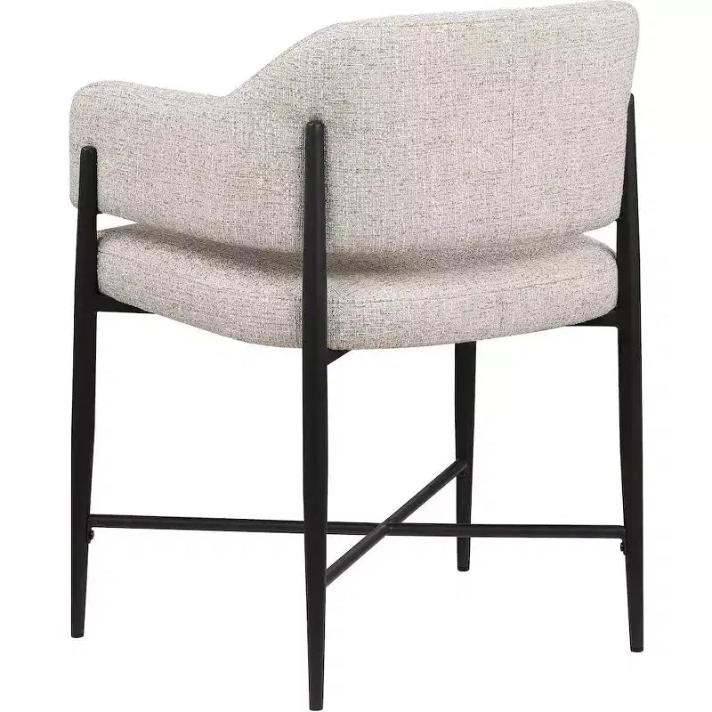Lot de 2 chaises de salle à manger en tissu beige, structure en fer noir mat, 136 kg