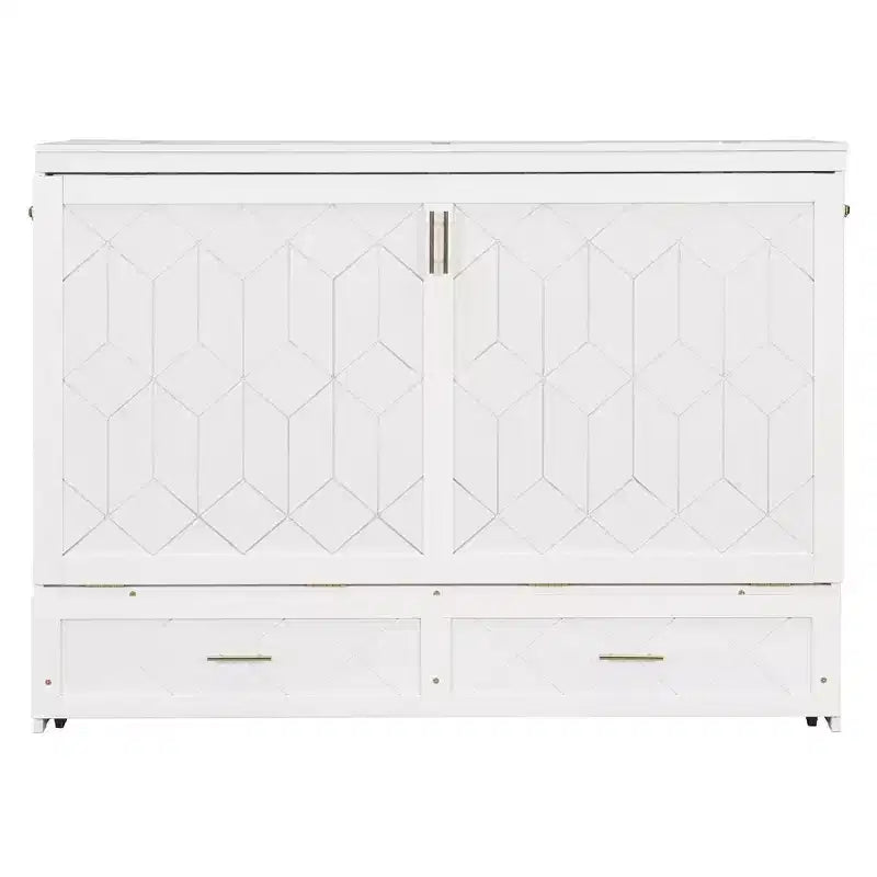 Lit escamotable moderne Luxystar Queen avec tiroirs de rangement, verrou de sécurité et prise de courant