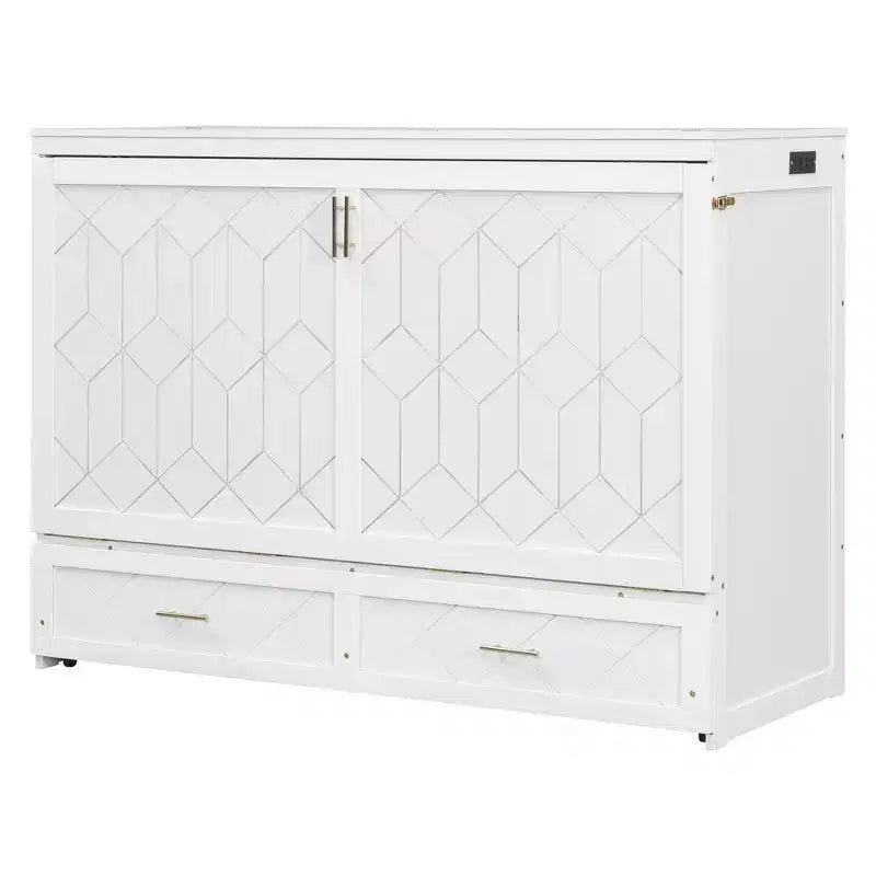 Lit escamotable moderne Luxystar Queen avec tiroirs de rangement, verrou de sécurité et prise de courant