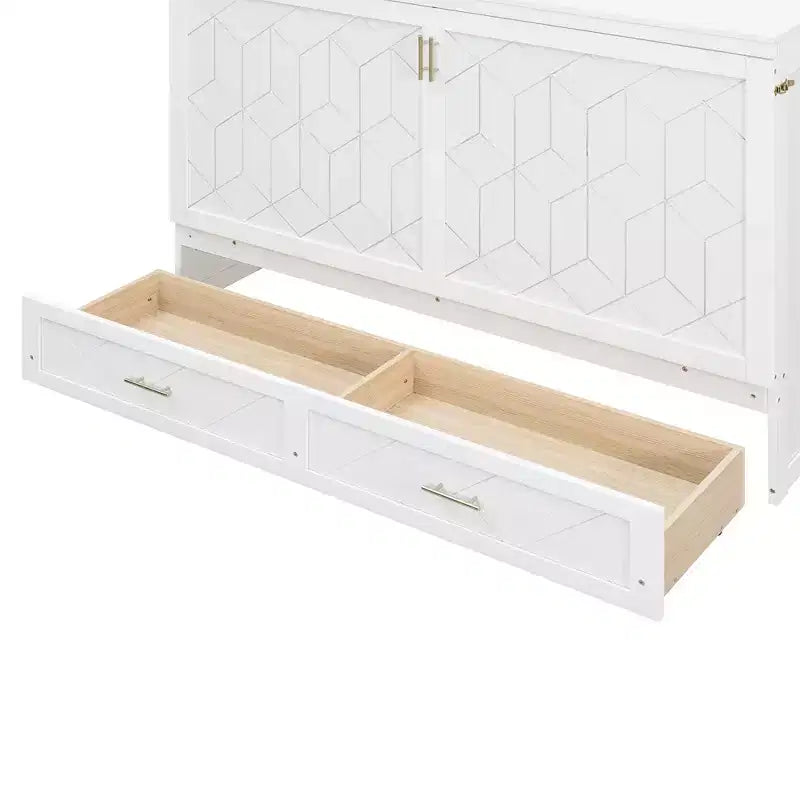 Lit escamotable moderne Luxystar Queen avec tiroirs de rangement, verrou de sécurité et prise de courant
