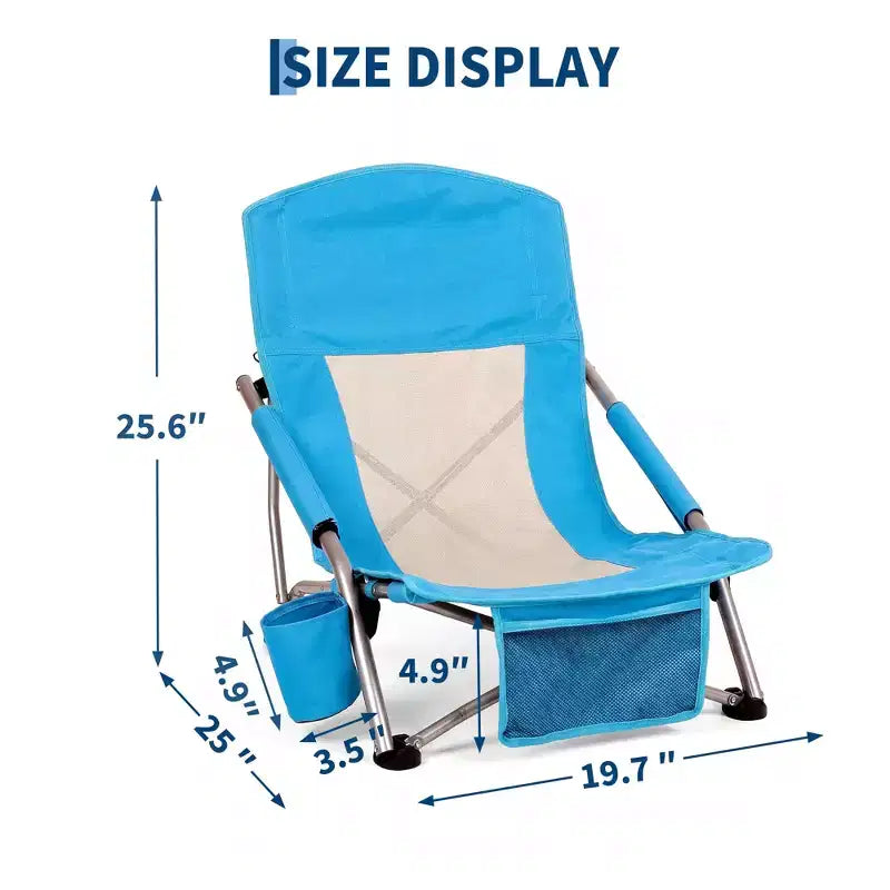 Chaises de plage pliantes portables, chaise légère avec siège extra large, porte-gobelet, poche de rangement et sac de transport pour le camping, la plage, les voyages
