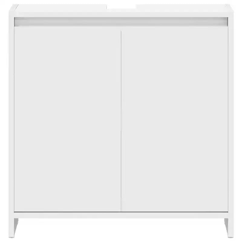 Meuble de salle de bain, bois d'ingénierie blanc, 2 portes et 1 étagère, 60 larg. x 60 haut. x 33 prof. (cm)