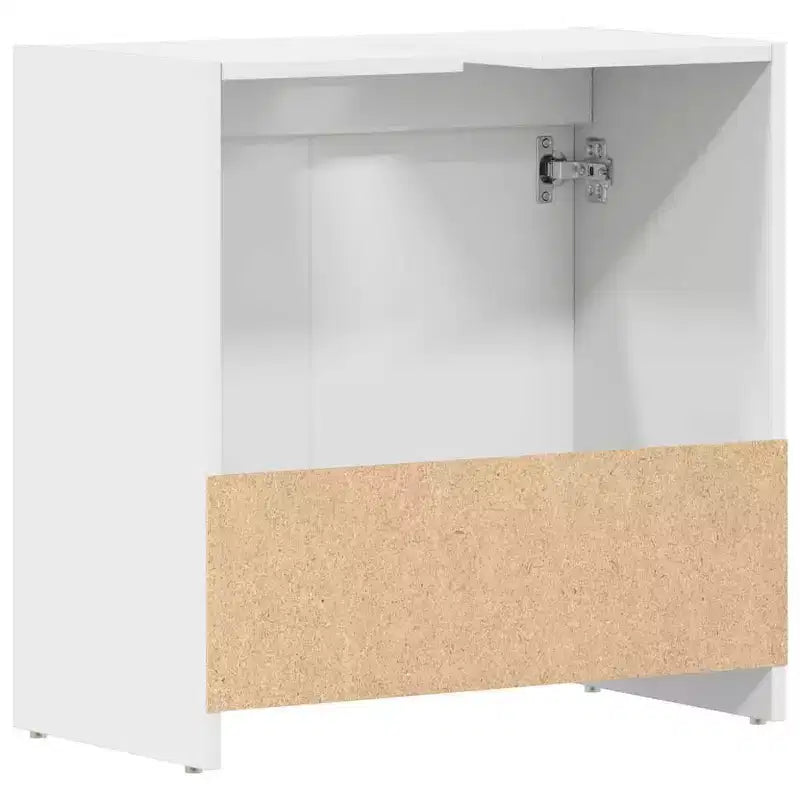 Meuble de salle de bain, bois d'ingénierie blanc, 2 portes et 1 étagère, 60 larg. x 60 haut. x 33 prof. (cm)
