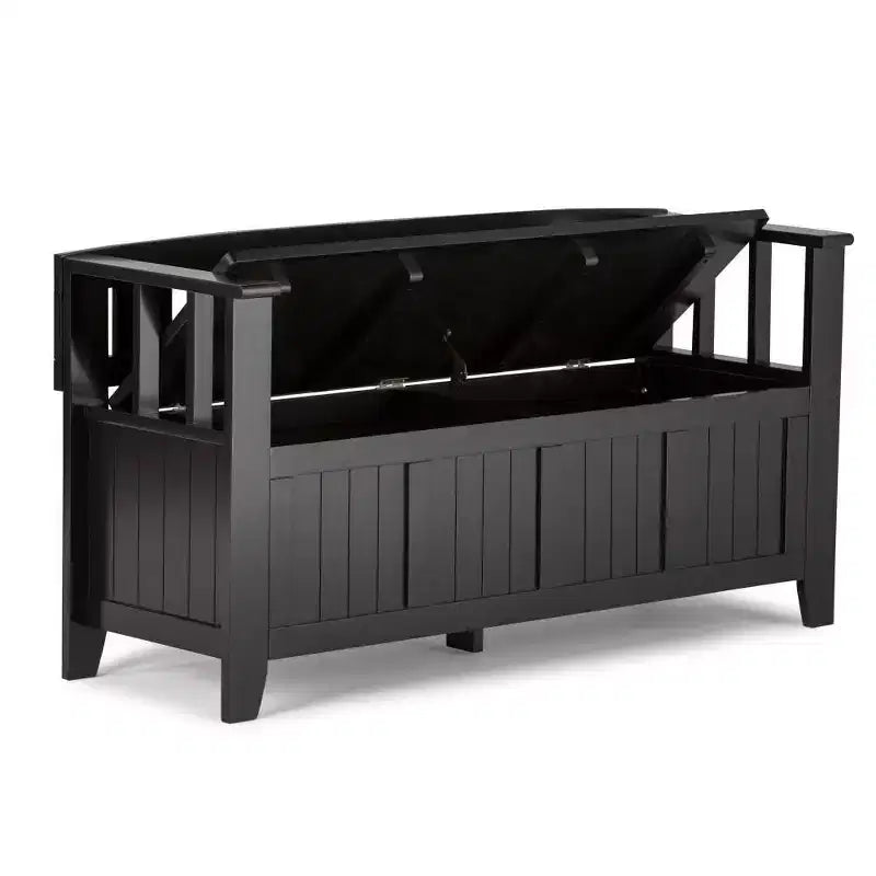 Banc de rangement d'entrée en bois massif, avec couvercle relevable, 48 po L x 25 po H, 2 places, style rustique