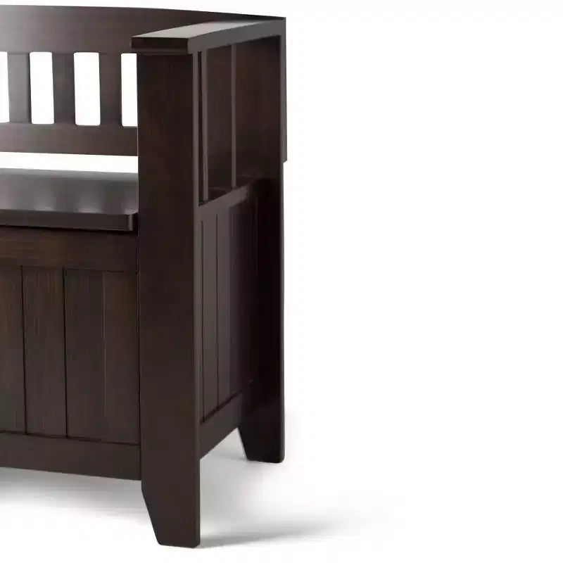 Banc de rangement d'entrée en bois massif, avec couvercle relevable, 48 po L x 25 po H, 2 places, style rustique