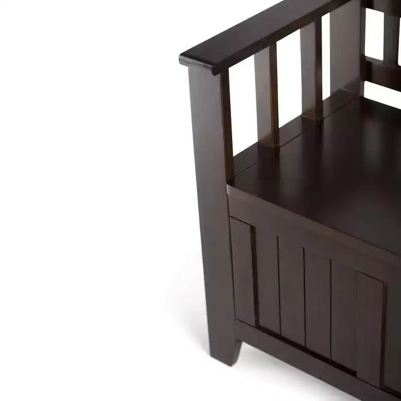 Banc de rangement d'entrée en bois massif, avec couvercle relevable, 48 po L x 25 po H, 2 places, style rustique