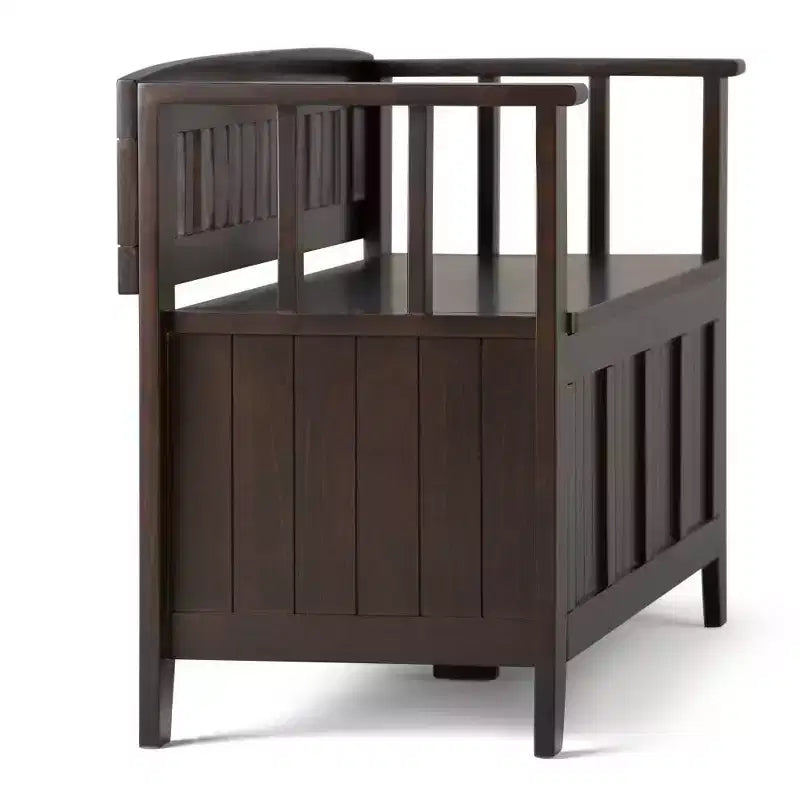Banc de rangement d'entrée en bois massif, avec couvercle relevable, 48 po L x 25 po H, 2 places, style rustique