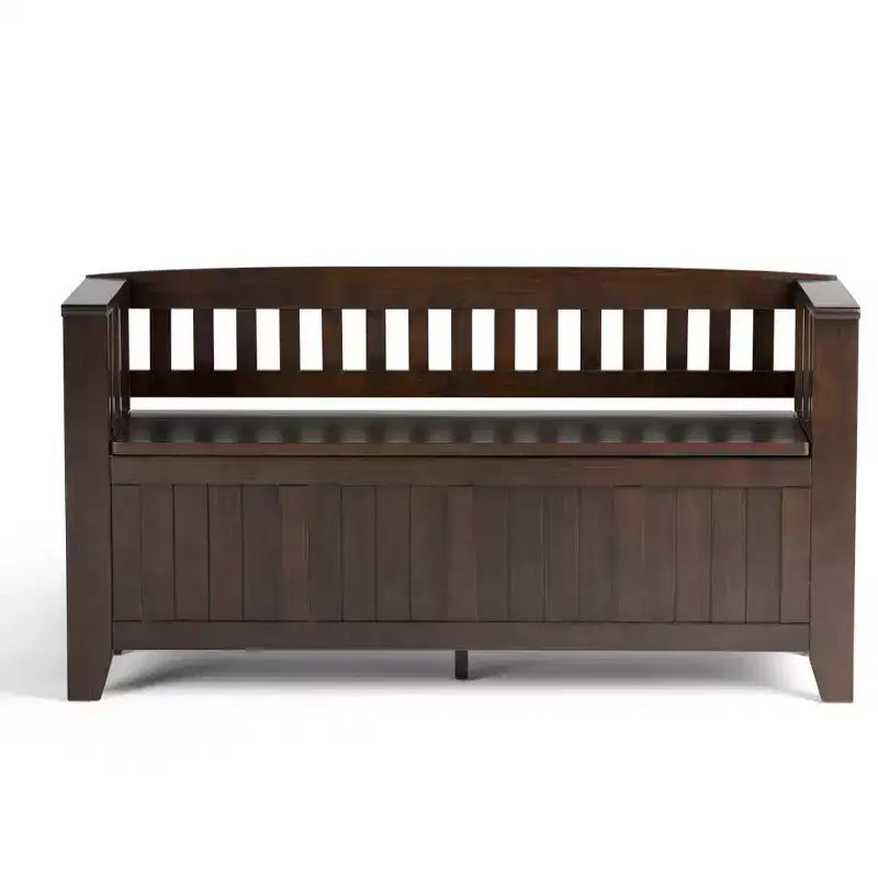 Banc de rangement d'entrée en bois massif, avec couvercle relevable, 48 po L x 25 po H, 2 places, style rustique