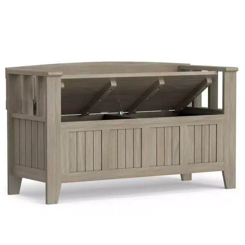 Banc de rangement d'entrée en bois massif, avec couvercle relevable, 48 po L x 25 po H, 2 places, style rustique