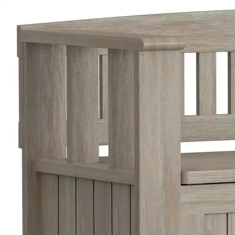 Banc de rangement d'entrée en bois massif, avec couvercle relevable, 48 po L x 25 po H, 2 places, style rustique