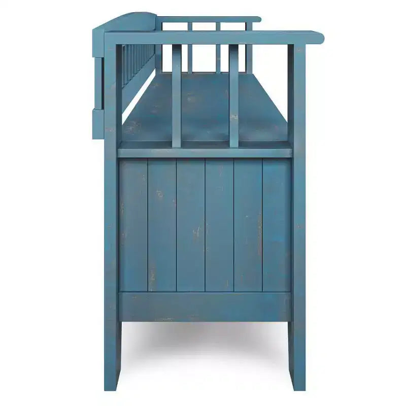 Banc de rangement d'entrée en bois massif, avec couvercle relevable, 48 po L x 25 po H, 2 places, style rustique