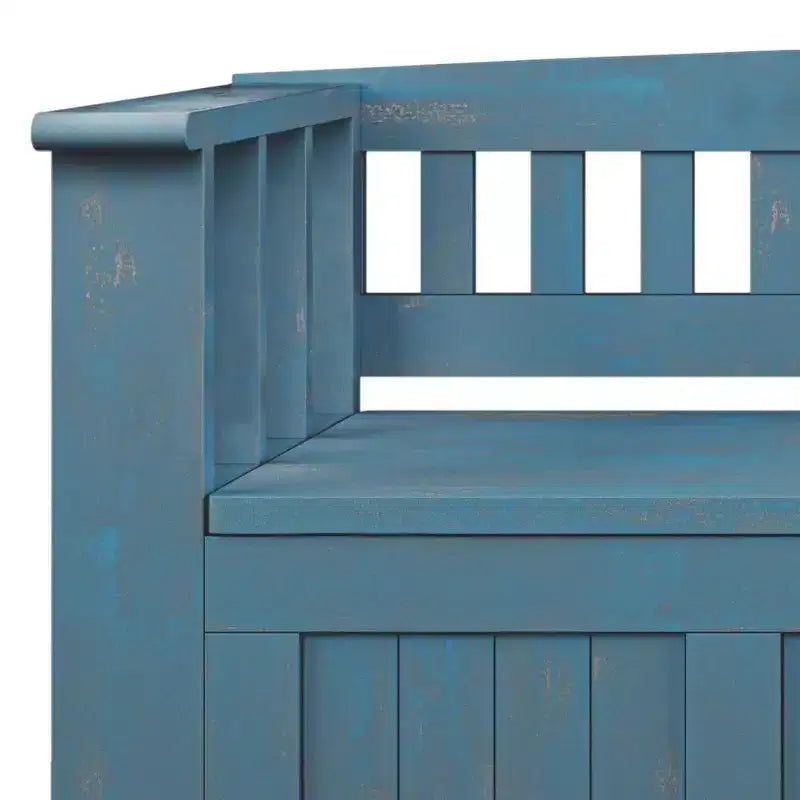 Banc de rangement d'entrée en bois massif, avec couvercle relevable, 48 po L x 25 po H, 2 places, style rustique