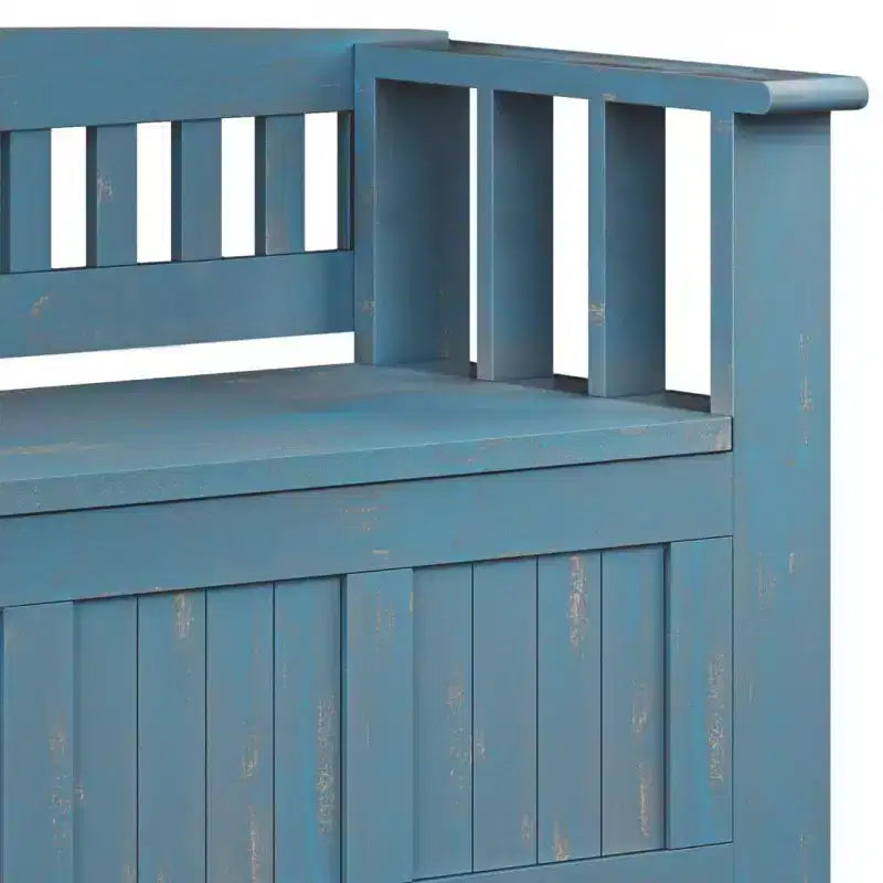 Banc de rangement d'entrée en bois massif, avec couvercle relevable, 48 po L x 25 po H, 2 places, style rustique