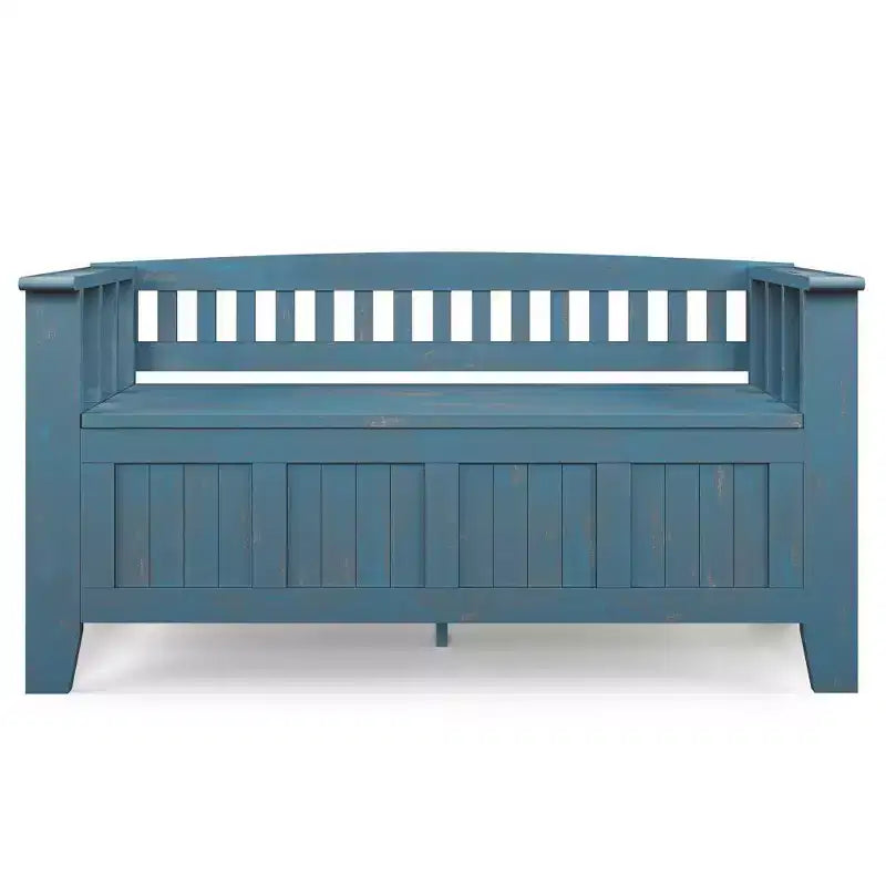 Banc de rangement d'entrée en bois massif, avec couvercle relevable, 48 po L x 25 po H, 2 places, style rustique