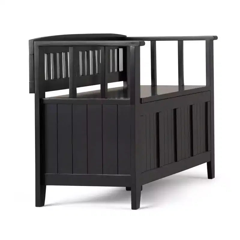 Banc de rangement d'entrée en bois massif, avec couvercle relevable, 48 po L x 25 po H, 2 places, style rustique