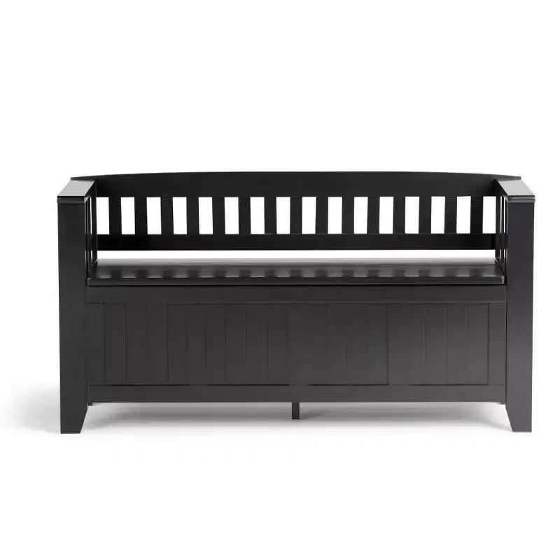 Banc de rangement d'entrée en bois massif, avec couvercle relevable, 48 po L x 25 po H, 2 places, style rustique