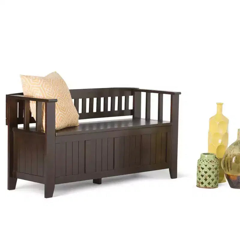Solid Wood Entryway Storage Bench, Lift-Top, 48W x 25H, Seats 2, Rustic Style