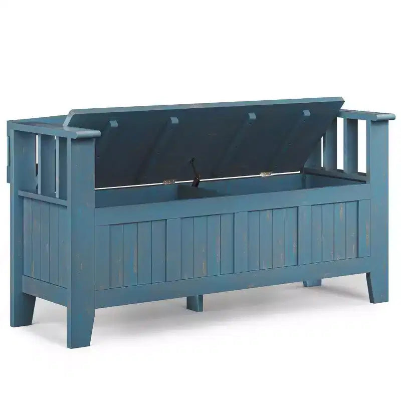 Solid Wood Entryway Storage Bench, Lift-Top, 48W x 25H, Seats 2, Rustic Style