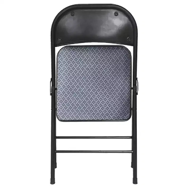Fabric Padded Folding Chairs Set of 4, Gray, Metal Frame, 250 lb, No Assembly
