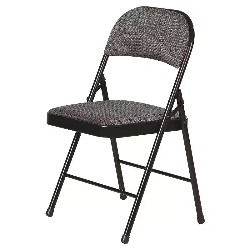 Fabric Padded Folding Chairs Set of 4, Gray, Metal Frame, 250 lb, No Assembly