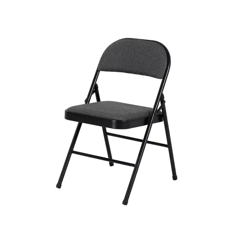 Chaises pliantes rembourrées en tissu, lot de 4, grises, cadre en métal, 113 kg, aucun assemblage requis
